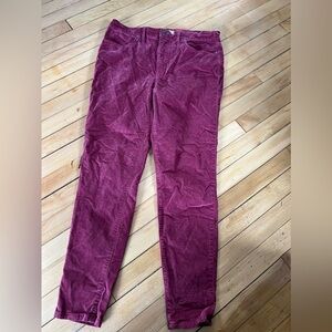 Madewell‎ red velour 10” high rise skinny jeans